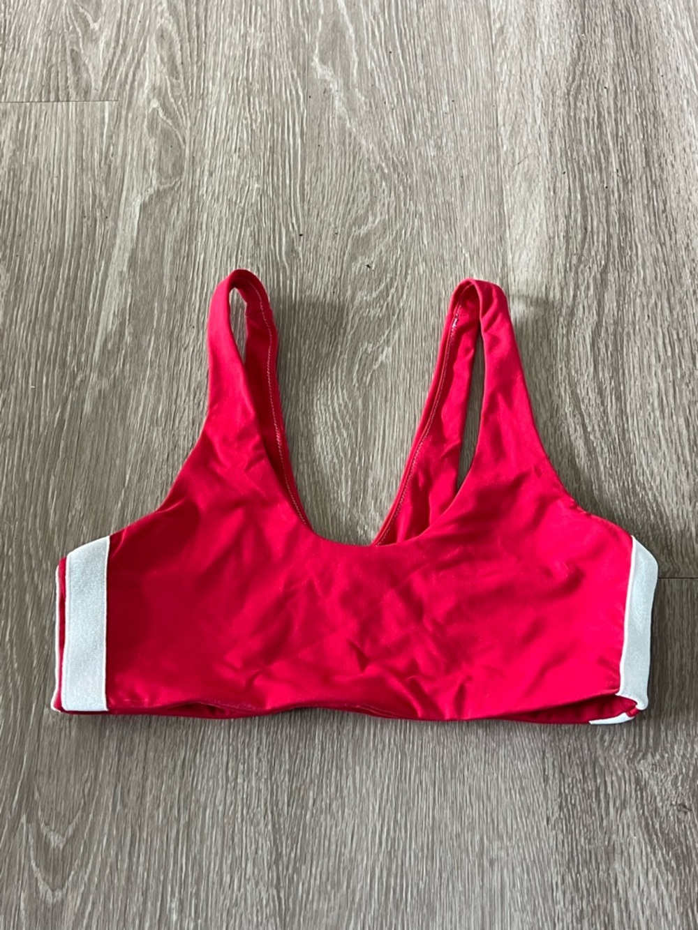 Spiritual Gangster Red Sports Bra with White Shimmer Panels